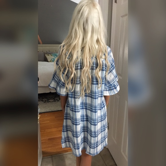 LAST 2! 💕Adorable lace up hi lo plaid dress! - Picture 3 of 3